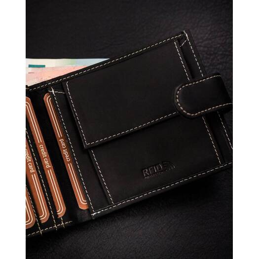 Leather wallet RFID BUFFALO WILD MR-01L-BAW-BL