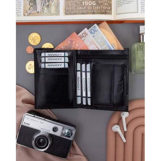 Leather wallet RFID RONALDO RM-06-BCF-BP