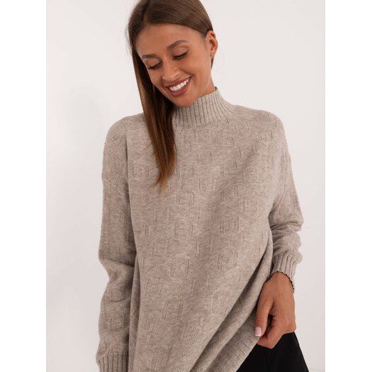 Sweter-AT-SW-2339.54-ciemny bezowy