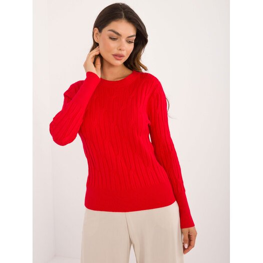 Sweter-AT-SW-2338-2.61-ciemny czerwony