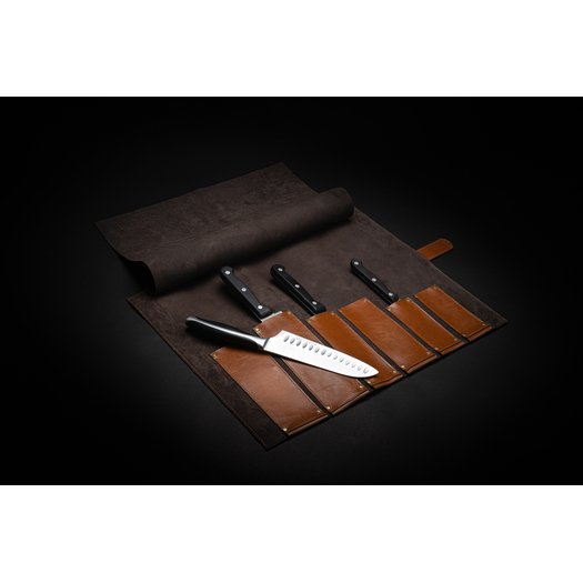 Personalised leather knife case Solier SA44 black