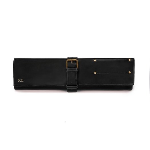 Personalised leather knife case Solier SA44 black