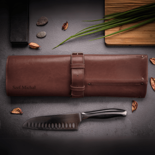 Personalised leather knife case Solier SA44 black