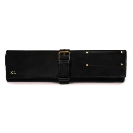 Personalised leather knife case Solier SA44 black