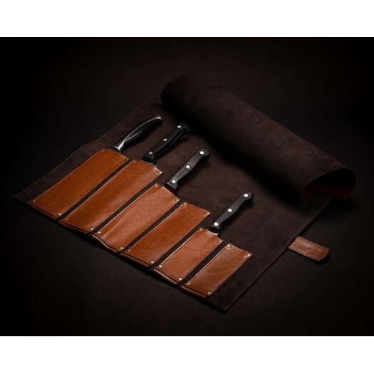 Personalised leather knife case Solier SA44 black