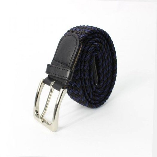 Elegant, woven belt for man SOLIER SB07 black-and-purple