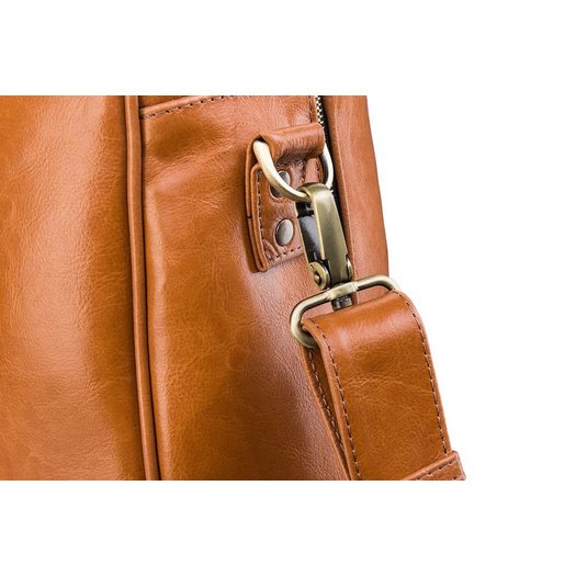 Cognac leather men`s weekend bag HAMILTON