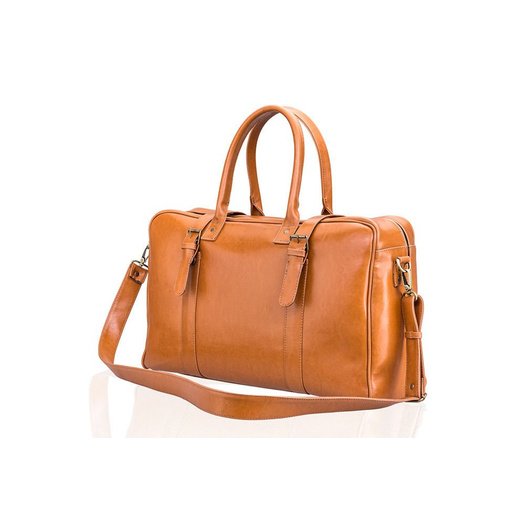 Cognac leather men`s weekend bag HAMILTON