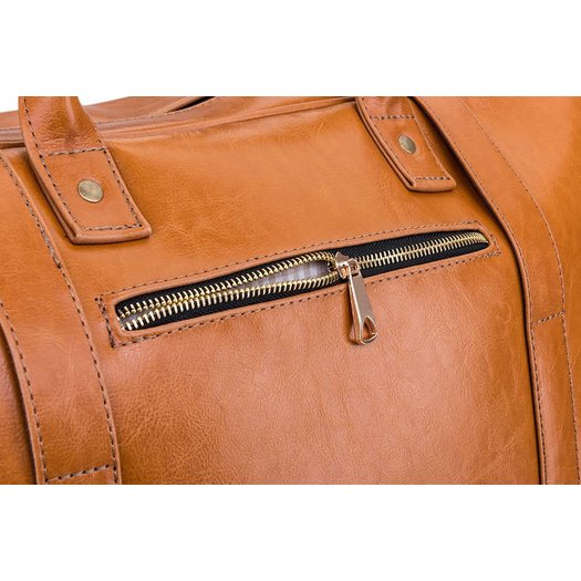 Cognac leather men`s weekend bag HAMILTON