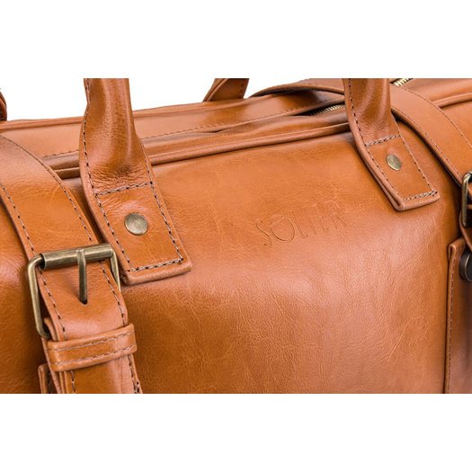 Cognac leather men`s weekend bag HAMILTON