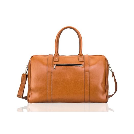 Cognac leather men`s weekend bag HAMILTON