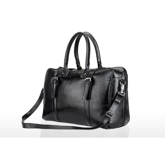 Black leather men`s weekend bag HAMILTON