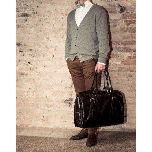 Black leather men`s weekend bag HAMILTON