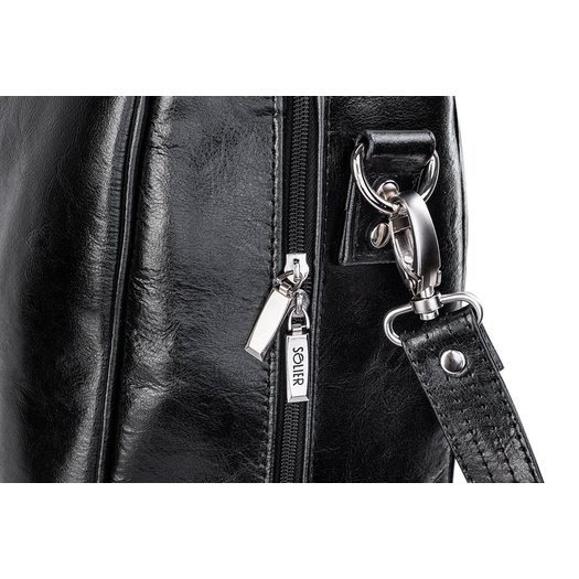 Black leather men`s weekend bag HAMILTON