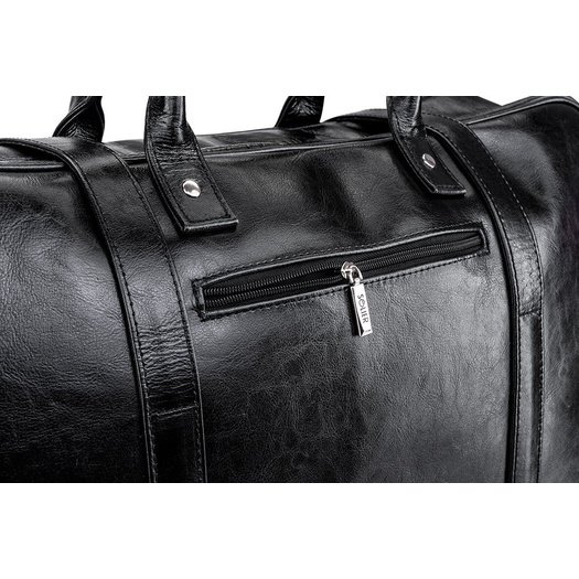 Black leather men`s weekend bag HAMILTON