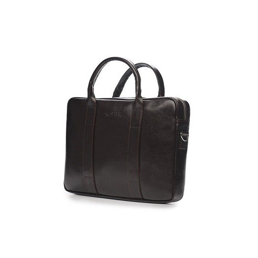 Brown leather shoulder laptop bag SL20 EDYNBURG