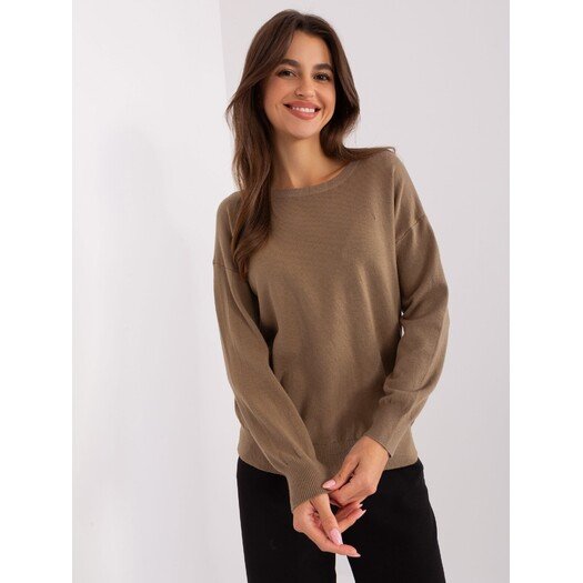 Sweter-AT-SW-2325.95P-ciemny bezowy