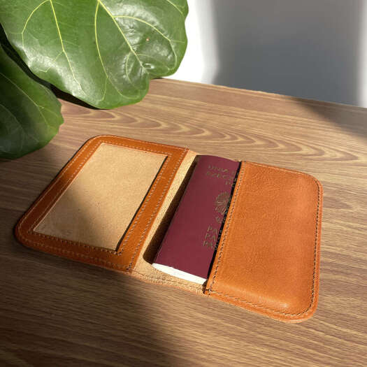 Brown leather wallet / passport holder SOLIER SW07