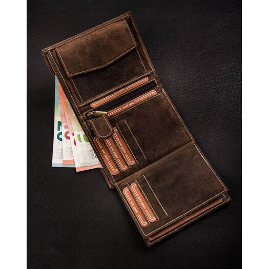 Leather wallet RFID BUFFALO WILD MR-04-BAW-BL