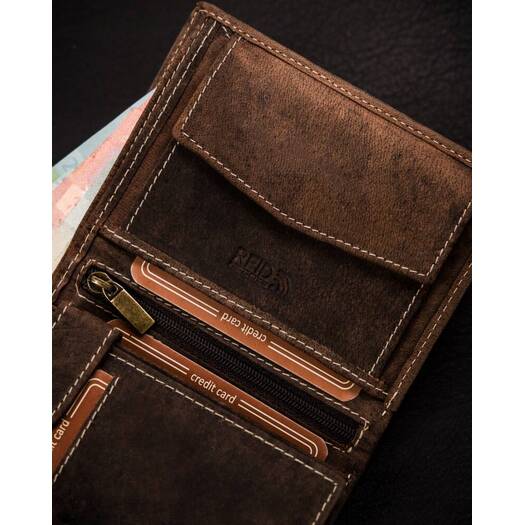 Leather wallet RFID BUFFALO WILD MR-04-BAW-BL