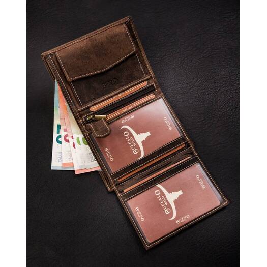 Leather wallet RFID BUFFALO WILD MR-04-BAW-BL