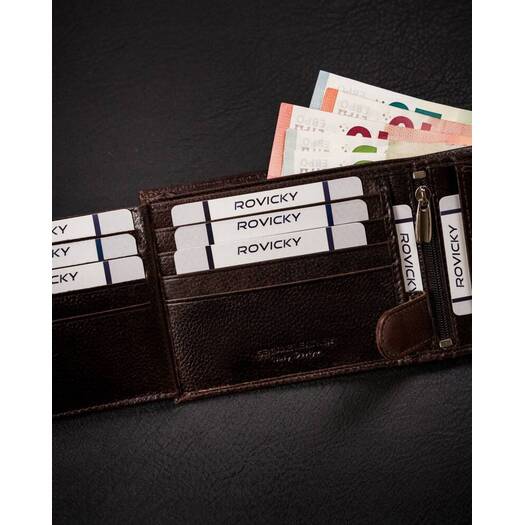 Leather wallet RFID ROVICKY N992L-RPVT-BL