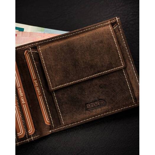 Leather wallet RFID BUFFALO WILD MR-01-BAW-BL