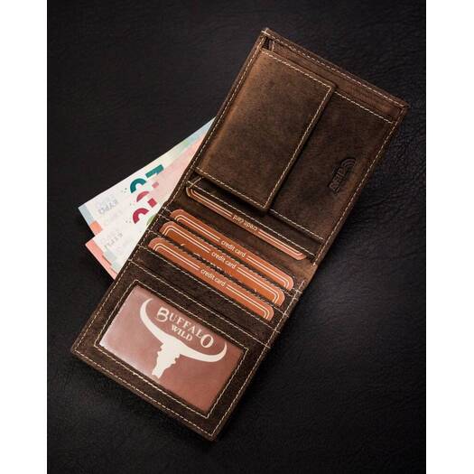 Leather wallet RFID BUFFALO WILD MR-01-BAW-BL