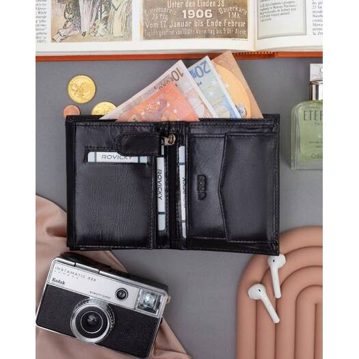 Leather wallet RFID RONALDO RM-04-BCF-BP