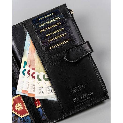 Leather wallet RFID PETERSON PTN RD-49-GCL