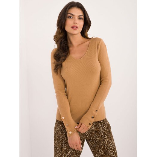 Sweter-AT-SW-2334.91-camelowy