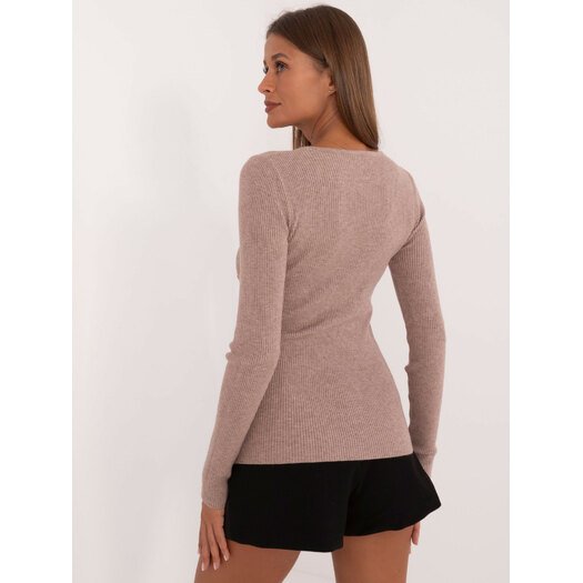 Sweter-AT-SW-2332-2.62-ciemny bezowy