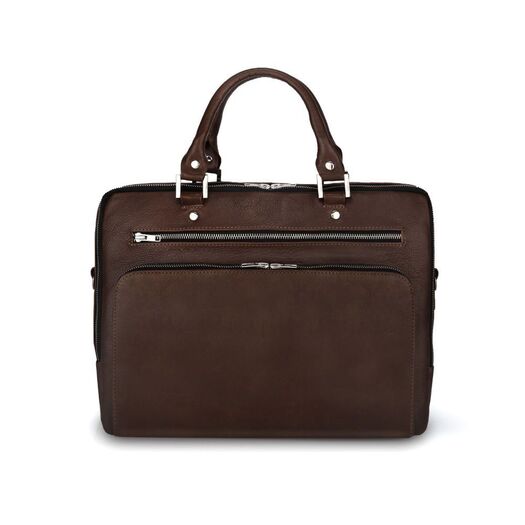 Genuine leather laptop bag Solier SL24 Shannon dark brown