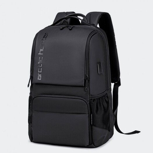 Arctic Hunter B00443 Smart Business Travel BackPack With Three Compartments And USB Charging Port - Black