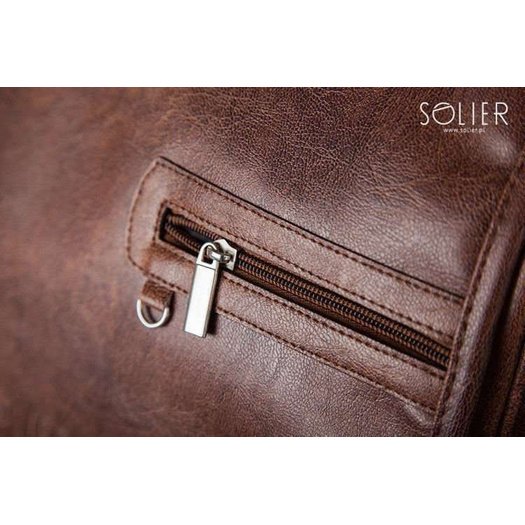 Light brown shoulder laptop bag Solier S12