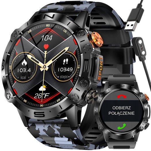 SMARTWATCH MĘSKI GRAVITY GT20-5 - AMOLED, DODATKOWY PASEK (sg024e)