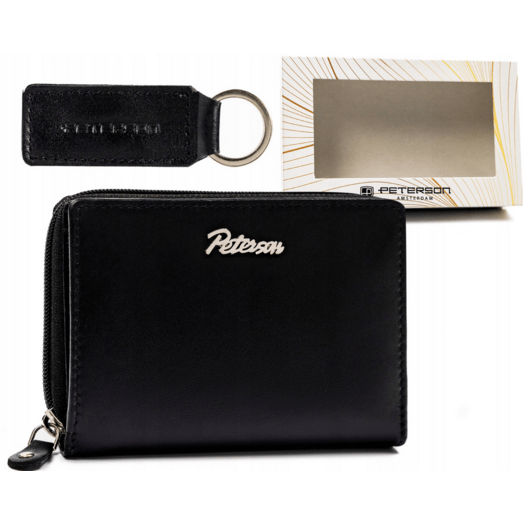 Leather wallet & key ring gift set PETERSON PTN SET-D-67-KCS