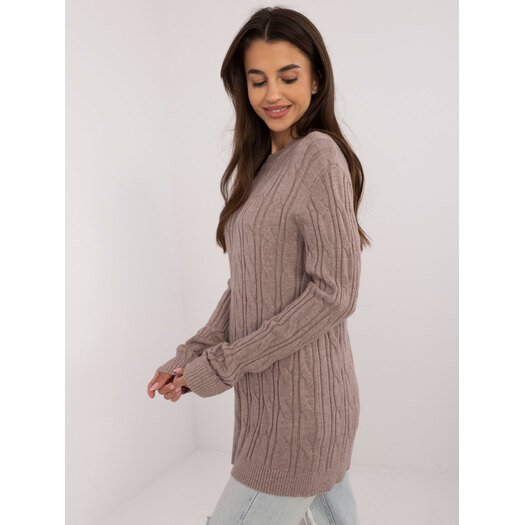 Sweter-AT-SW-2343.88-ciemny bezowy