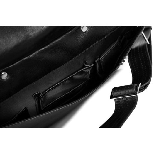 Black leather shoulder laptop bag Solier Rothen SL30 