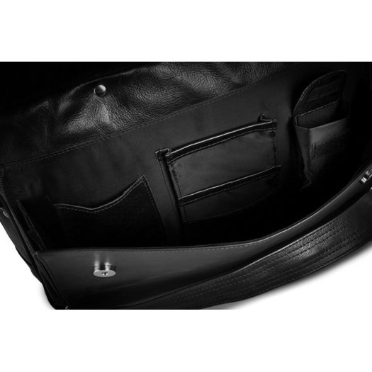 Black leather shoulder laptop bag Solier Rothen SL30 