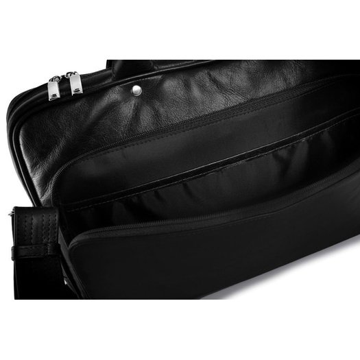 Black leather shoulder laptop bag Solier Rothen SL30 