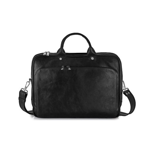 Black leather shoulder laptop bag Solier Rothen SL30 