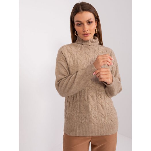 Sweter-AT-SW-23401.97P-ciemny bezowy