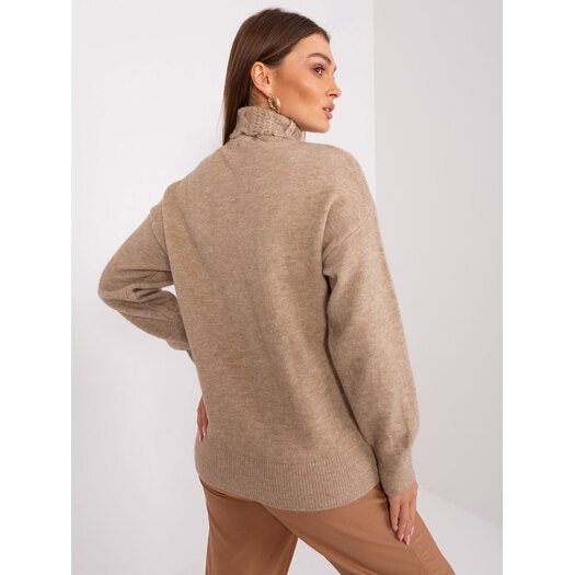 Sweter-AT-SW-23401.97P-ciemny bezowy