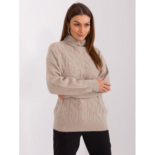 Sweter-AT-SW-23401.97P-ciemny bezowy