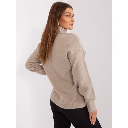 Sweter-AT-SW-23401.97P-ciemny bezowy