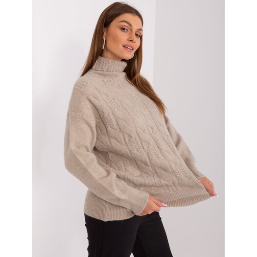 Sweter-AT-SW-23401.97P-ciemny bezowy