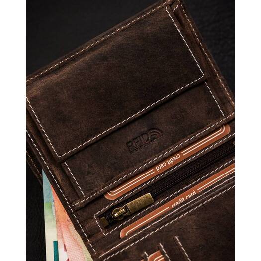 Leather wallet RFID BUFFALO WILD MR-03-BAW-BL