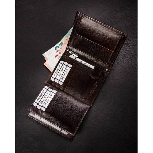 Leather wallet RFID ROVICKY N4-RPVT-BL