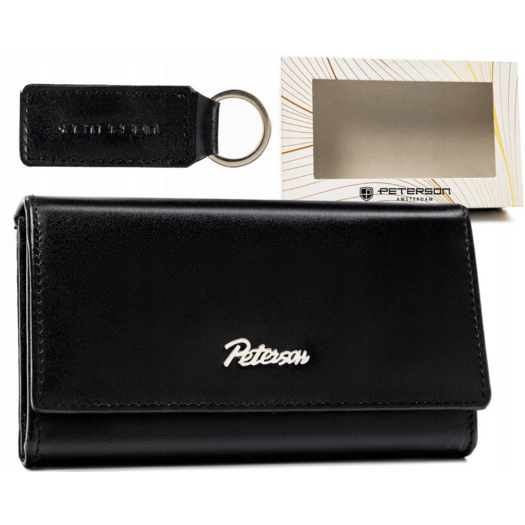 Leather wallet & key ring gift set PETERSON PTN SET-D-68-KCS